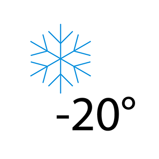 Guaranteed operation down to -20°C